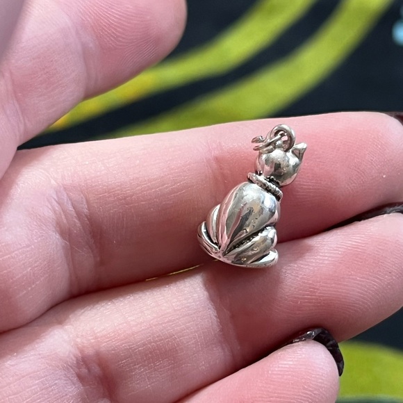 VTG Whimsigoth Cat Kitten Sterling Silver 925 Bracelet Charm - Picture 3 of 5